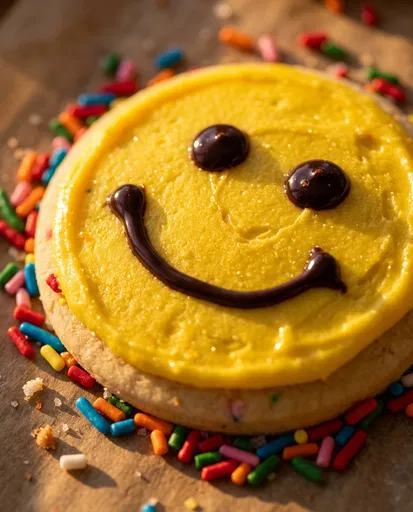 Yellow Smiley Face Sugar Cookie