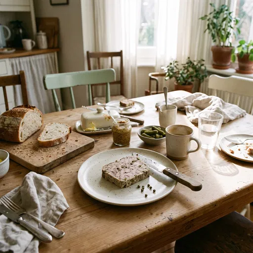 Country Terrine on Sunlit Breakfast Table