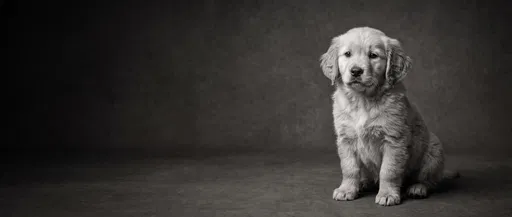 Monochrome Golden Retriever Puppy Studio Portrait