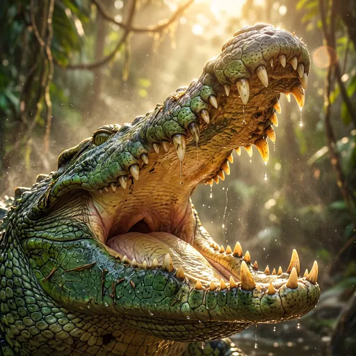 Close-Up of Crocodile with Open Jaws