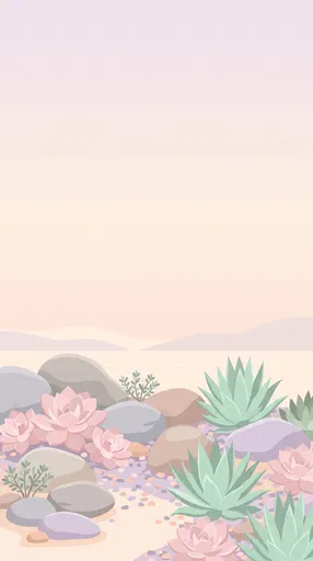 Pastel Succulent Rock Garden Vector Background
