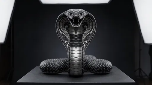 Black and Silver Cobra Sculpture
