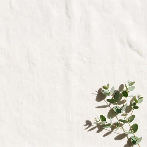 Eucalyptus Branch on Textured Linen Background