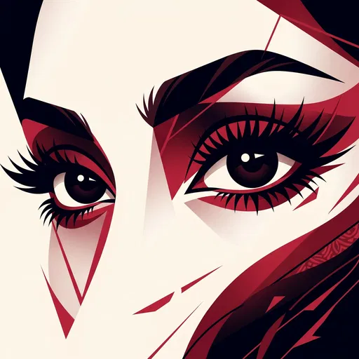 Geometric Vector Illustration of Dark Eyes