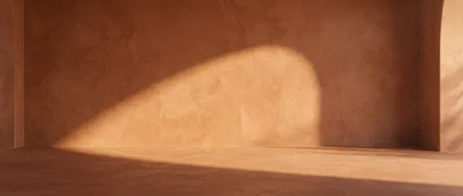 Warm Terracotta Plaster Wall With Arch Light
