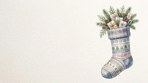 Watercolor Christmas Stocking With Gifts