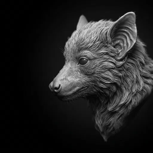 Monochrome 3D Flying Fox Bust