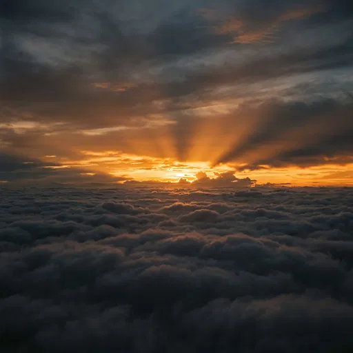 Golden Sunset Above Dark Cloud Layer