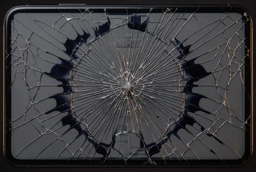 Symmetrical Cracked Tablet Screen Close-Up