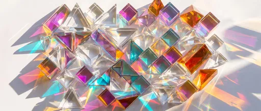 Geometric Glass Prisms With Rainbow Light