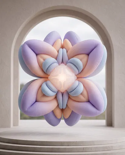 Floating Pastel Inflatable Flower Sculpture
