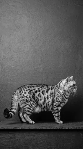 Monochrome Spotted Cat Profile Studio Portrait