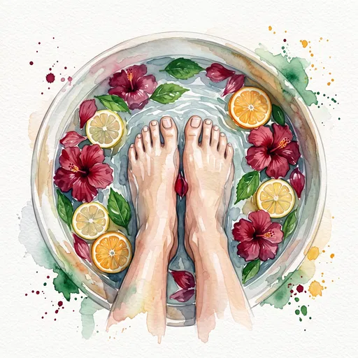 Watercolor Foot Soak with Hibiscus and Citrus