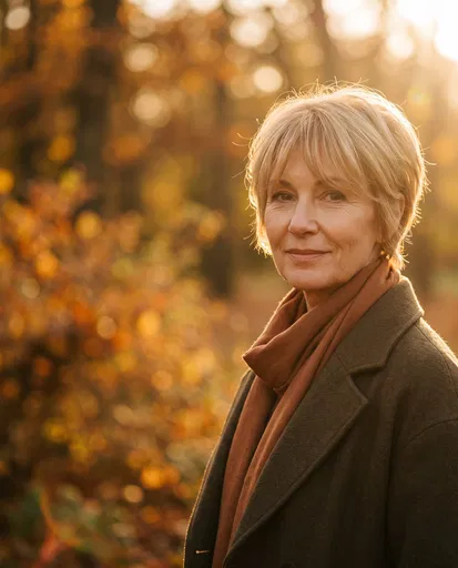 Mature Woman in Autumn Park