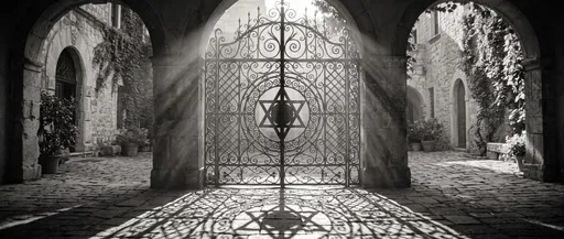 Monochrome Gate With Star Of David