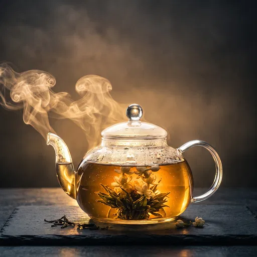 Blooming Jasmine Tea in Glass Teapot