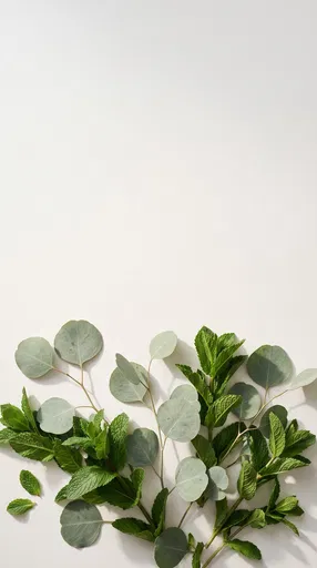 Eucalyptus and Spearmint on White Surface