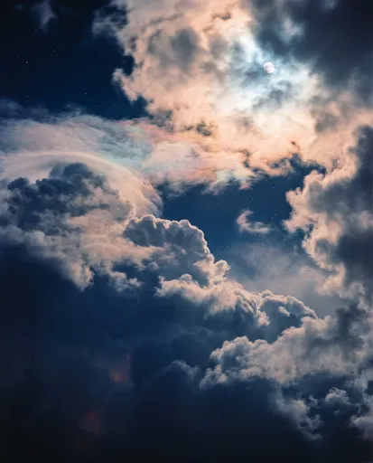 Moonlit Pastel Storm Clouds at Midnight