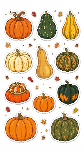 Autumn Pumpkin and Gourd Sticker Sheet