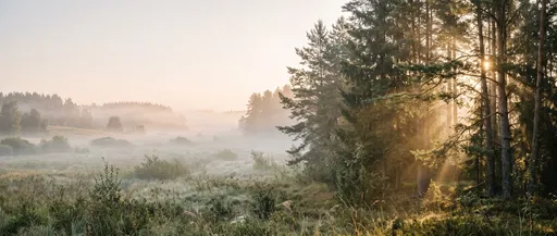 Misty Pine Meadow at Sunrise
