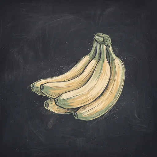 Chalkboard Illustration of a Banana Bunch