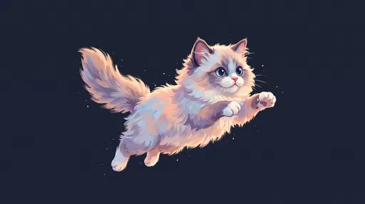 Playful Fluffy Kitten Jumping Illustration