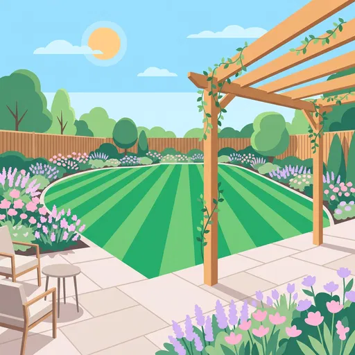 Sunny Backyard Garden Vector Illustration