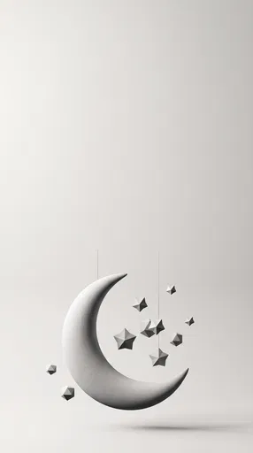 Minimalist Plaster Crescent Moon and Stars