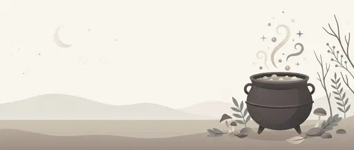 Minimalist Witch Cauldron Banner Illustration