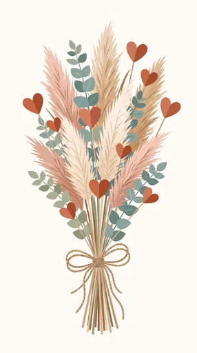 Boho Pampas Grass and Heart Bouquet