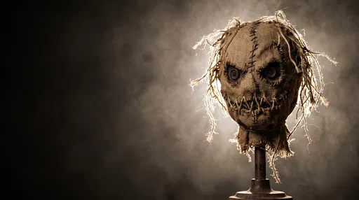 Creepy Stitched Burlap Scarecrow Head