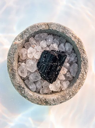 Submerged Stone Bowl With Black Tourmaline