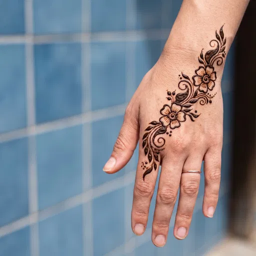 Floral Henna Design on Hand