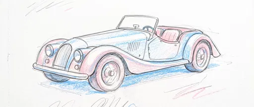 Pastel Sketch of Classic Roadster