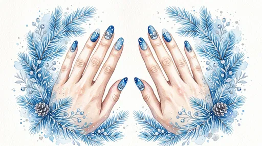 Watercolor Winter Nail Art Illustration