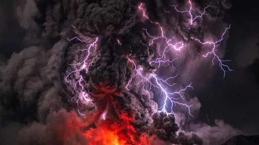 Volcanic Lightning in Dark Ash Plume
