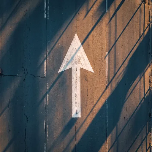 Overhead View of Painted Road Arrow