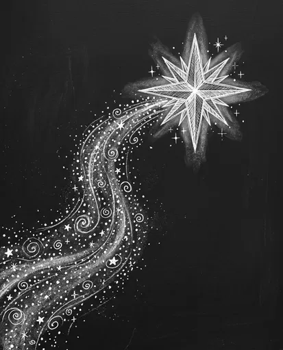 White Chalk Shooting Star Illustration