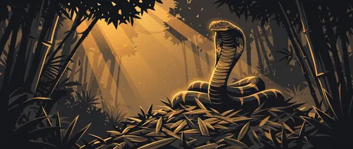 King Cobra in Golden Bamboo Forest