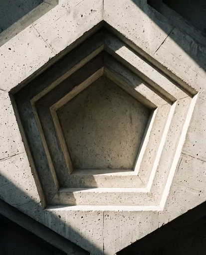 Brutalist Concrete Pentagon Ceiling Coffer