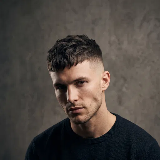 Male Model With Textured Crop Fade Haircut