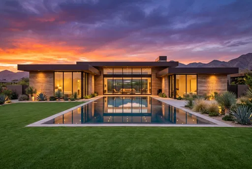 Modern Desert Home at Sunset
