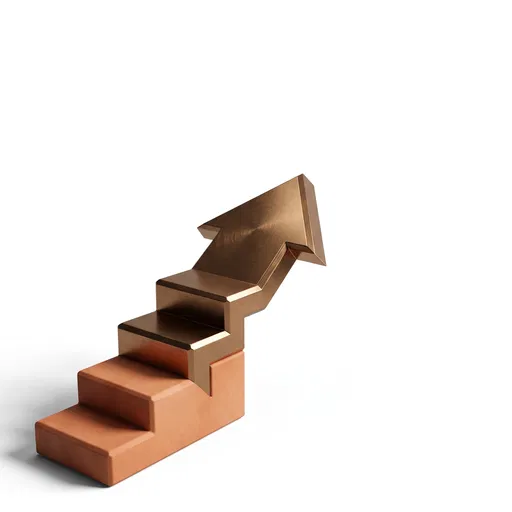 3D Bronze and Terracotta Stepped Arrow