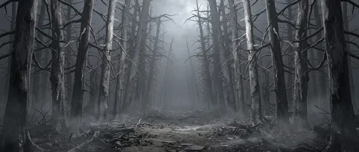 Symmetrical Foggy Dead Forest Path