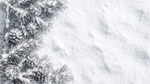 Snowy Pine Branches and Silver Pinecones Backdrop