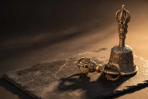 Tibetan Bronze Ritual Bell and Vajra