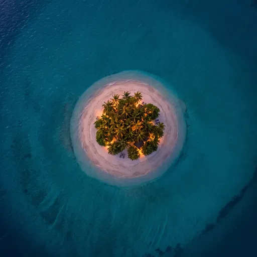 Aerial View of Illuminated Tropical Island
