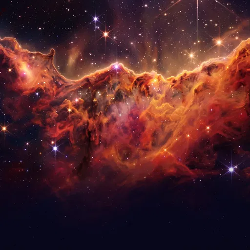 Fiery Orange Cosmic Nebula Illustration