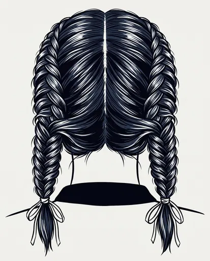 Symmetrical Twin Braids Ink Illustration