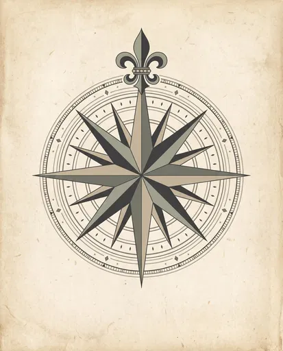 Vintage Sixteen-Point Compass Rose Illustration